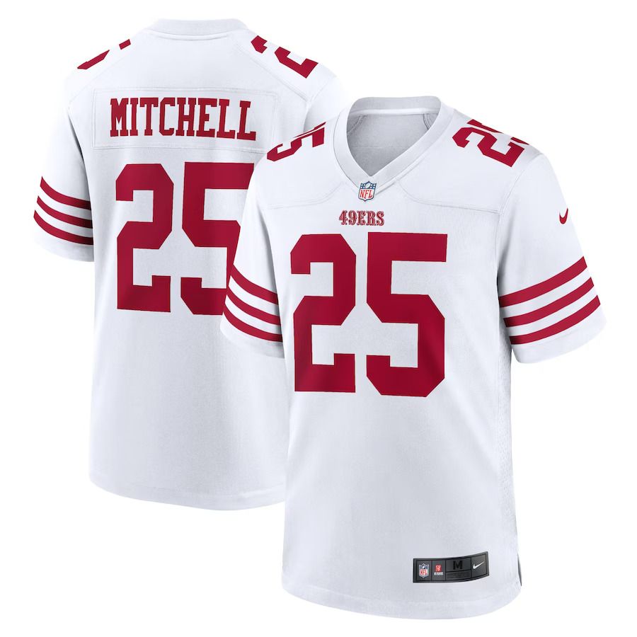 Men San Francisco 49ers #25 Elijah Mitchell Nike White Player Game NFL Jersey